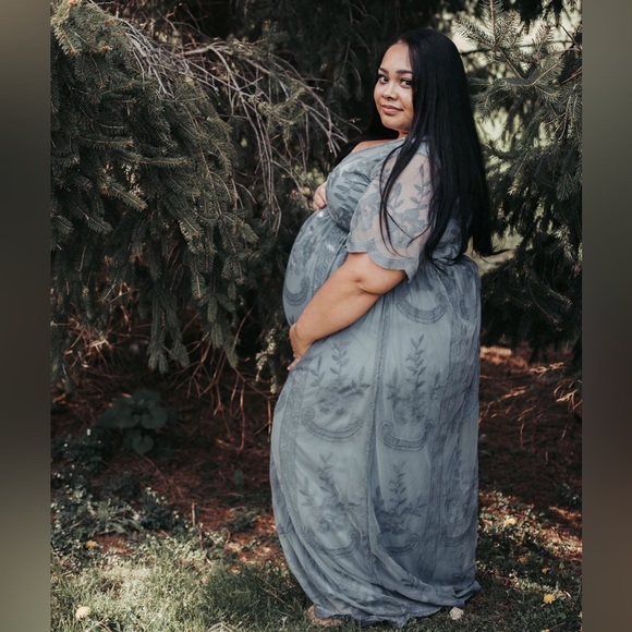 𝅺PinkBlush Lace overlay maxi dress NWT - Picture 9 of 10